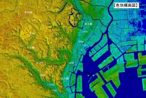 色別標高図　山手線２